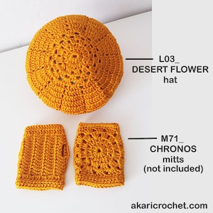 Crochet beret PDF pattern. Kids & adults hat. Easy level crochet hat pattern // DESERT FLOWER hat_ L03 image 3