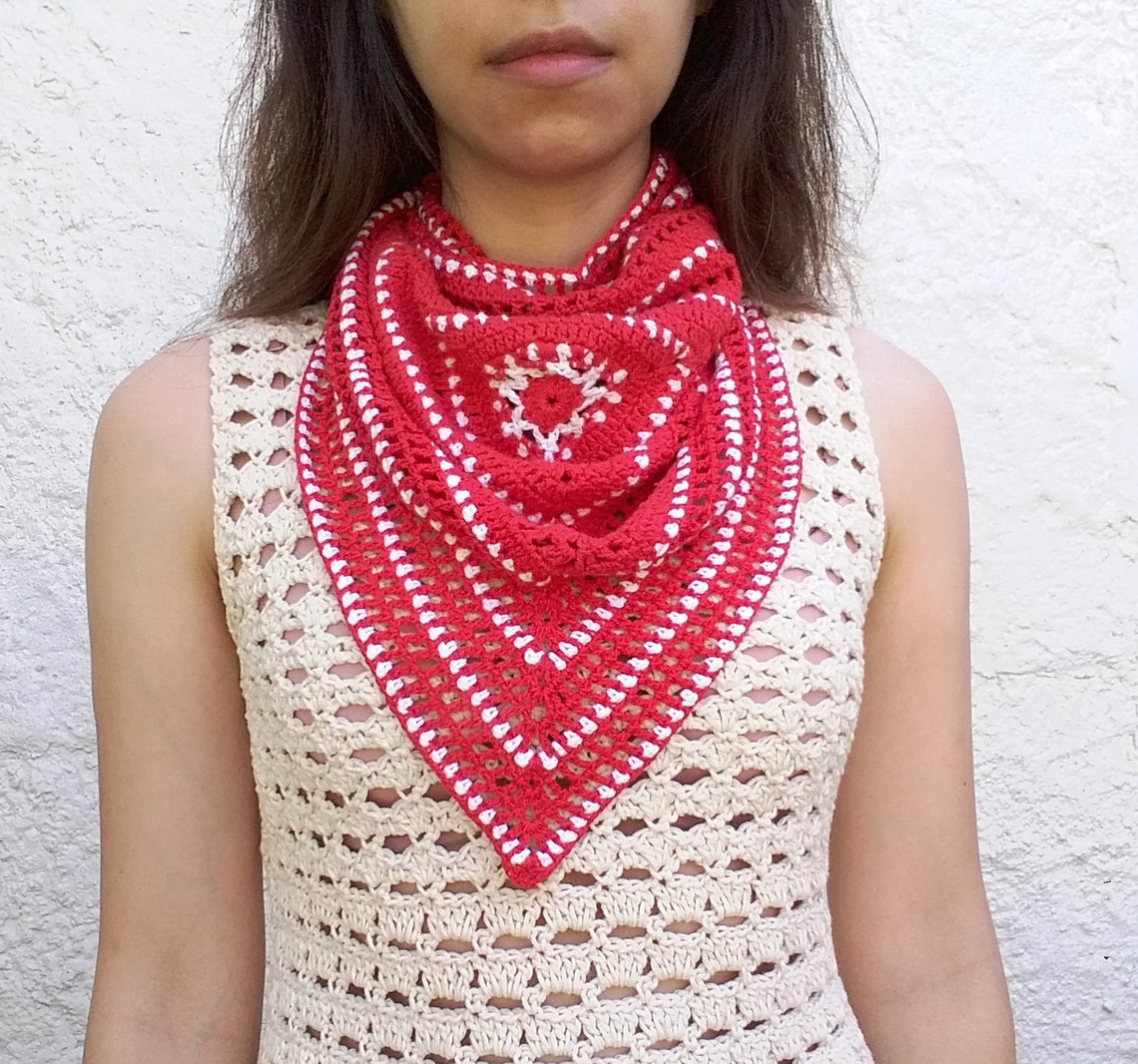 Crochet Bandana Scarf Pattern. Crochet Cowl Bandana Scarf Crochet