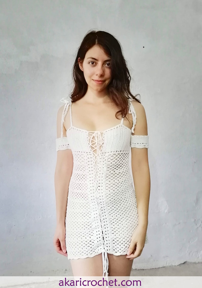 Crochet dress pattern. Lace up summer dress. Easy level pattern in XS-S-M-L-XL // SIERRA dress pattern _ M72 image 10