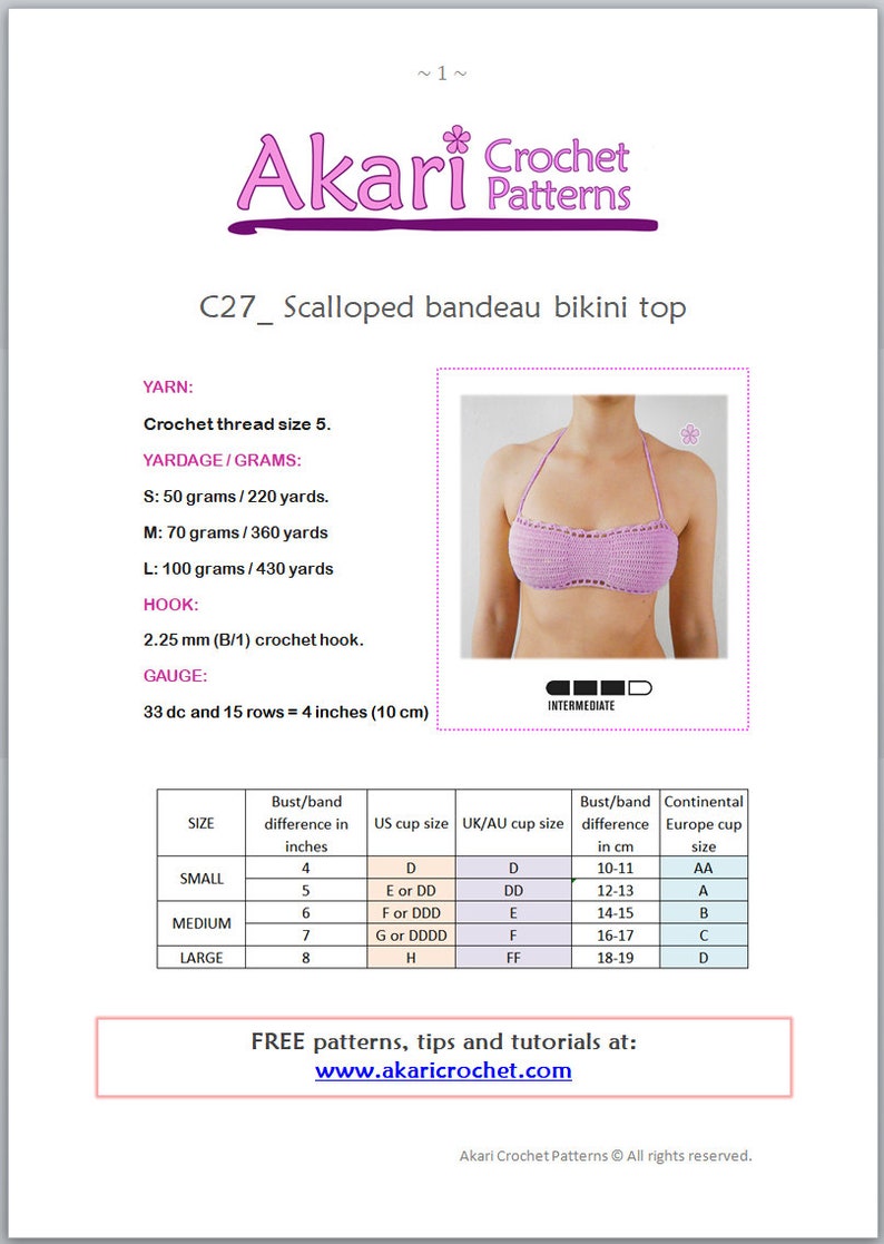 Scalloped bandeau bikini top Crochet Pattern. Bikini bra PDF crochet pattern _ C27 image 3