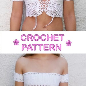 1 PATTERN FREE. 4 lacy crochet crop tops. Festival top crochet patterns. Instant download_ PCT5 image 2