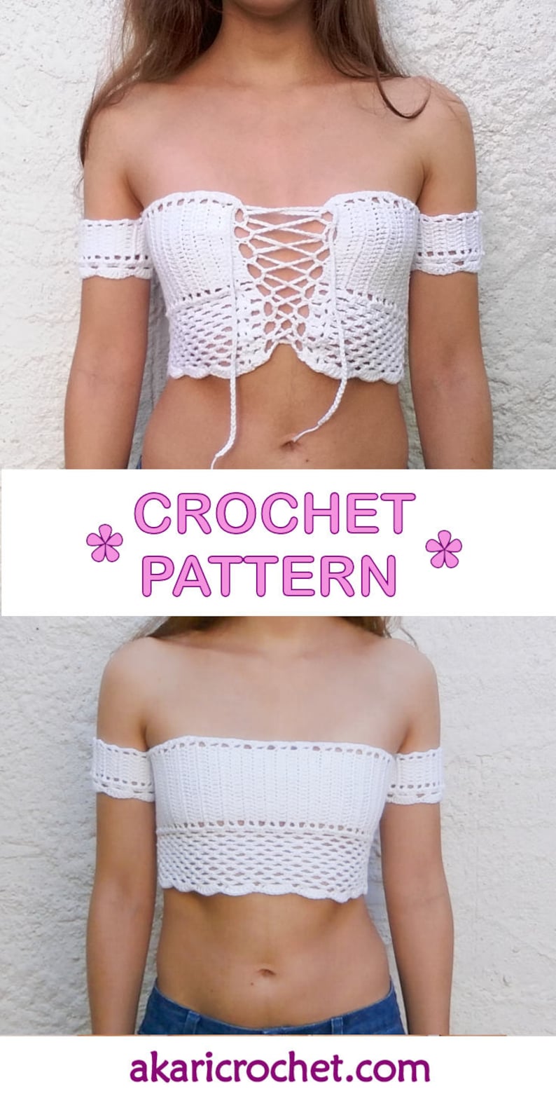 1 PATTERN FREE. 4 lacy crochet crop tops. Festival top crochet patterns. Instant download_ PCT5 image 2