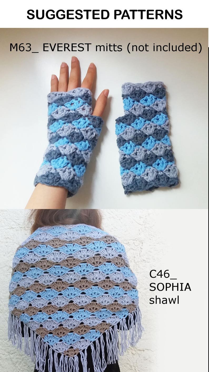 Fringe shawl crochet pattern. Triangle crochet scarf // the SOPHIA shawl pattern _ C46 image 6