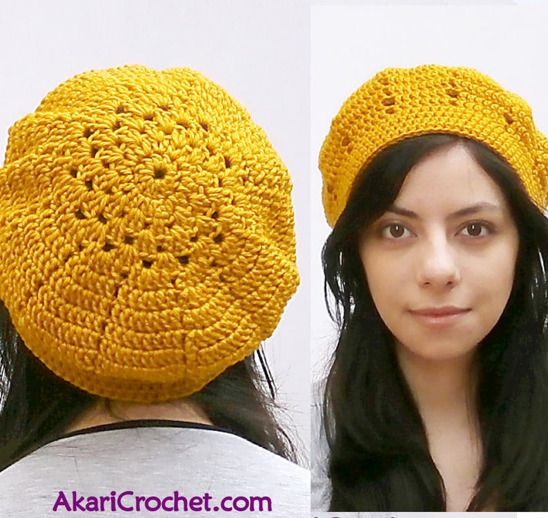 Crochet beret PDF pattern. Kids & adults hat. Easy level crochet hat pattern // DESERT FLOWER hat_ L03 image 1