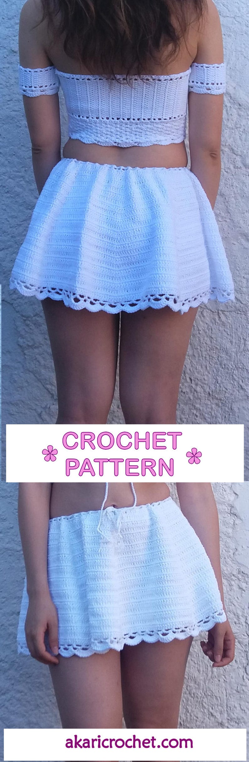 Crochet circle skirt with scalloped edge. High waist skirt pattern // CAMPANILLA skirt crochet pattern _ M65 image 6