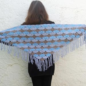 Fringe shawl crochet pattern. Triangle crochet scarf // the SOPHIA shawl pattern _ C46 image 3