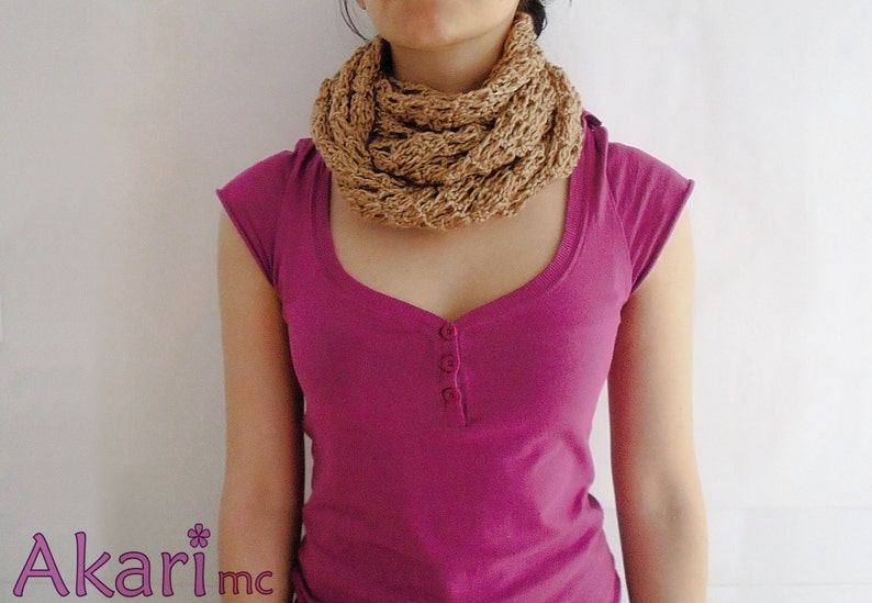 Infinity scarf crochet pattern. Easy level. Loops up to 3 times _ C06 image 3