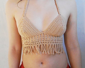 Tankini PDF pattern Crochet pattern / Crop top with fringes _ C10