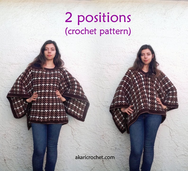 Cozy crochet poncho Pattern. 2 positions // The CARMEN poncho _ C53 image 3