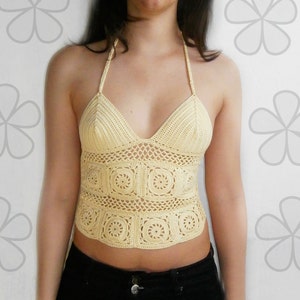 1 pattern FREE. 4 crochet tops. Top with granny squares 3 Lacy halter tops with corset back _ PTL1 image 3