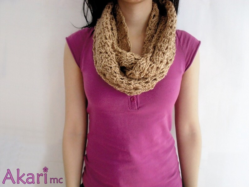 Infinity scarf crochet pattern. Easy level. Loops up to 3 times _ C06 image 2