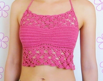 Lacy crop top /tankini crochet pattern. Halter festival top // Scheherazade top PDF Crochet PATTERN _ C36