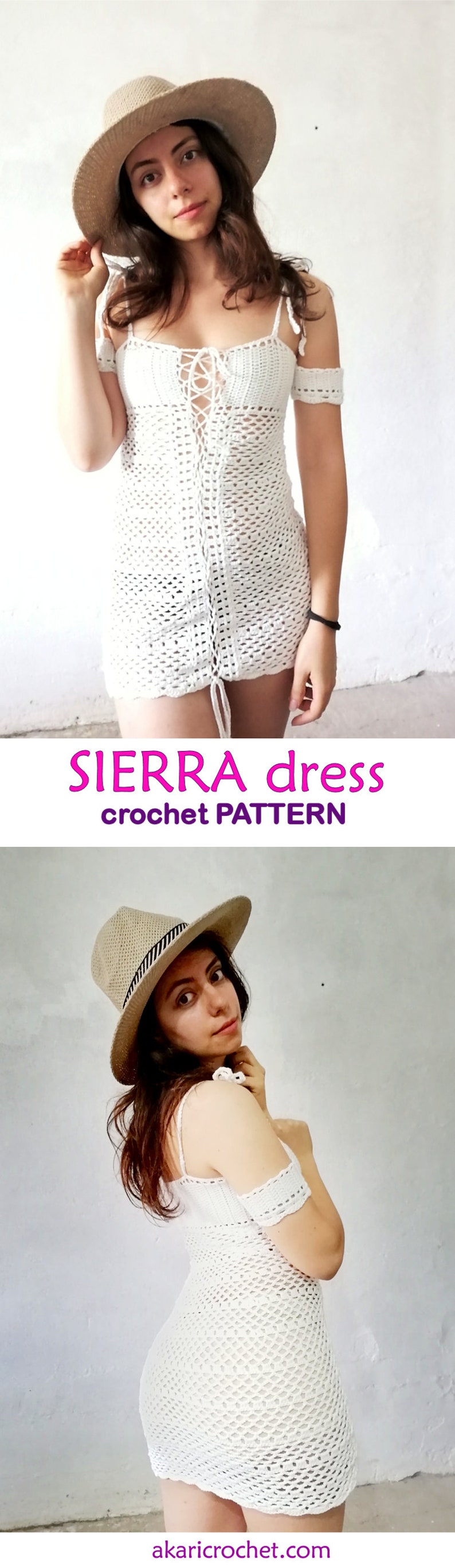 Crochet dress pattern. Lace up summer dress. Easy level pattern in XS-S-M-L-XL // SIERRA dress pattern _ M72 image 9