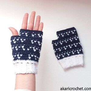 Fair isle / tapestry crochet mitts pattern. Fingerless gloves crochet pattern // THREE HEARTS pattern _ M59 image 2