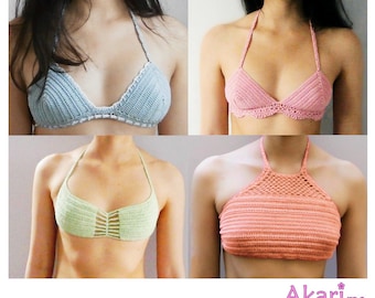 1 pattern FREE. 4 crochet bikini tops. Sexy crochet bikini top pattern. Instant download_ PBK1