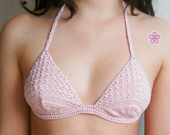 Crochet Pattern Bikini top with texture. 2 versions. Triangle bikini top PFD pattern. Mermaid _ C19