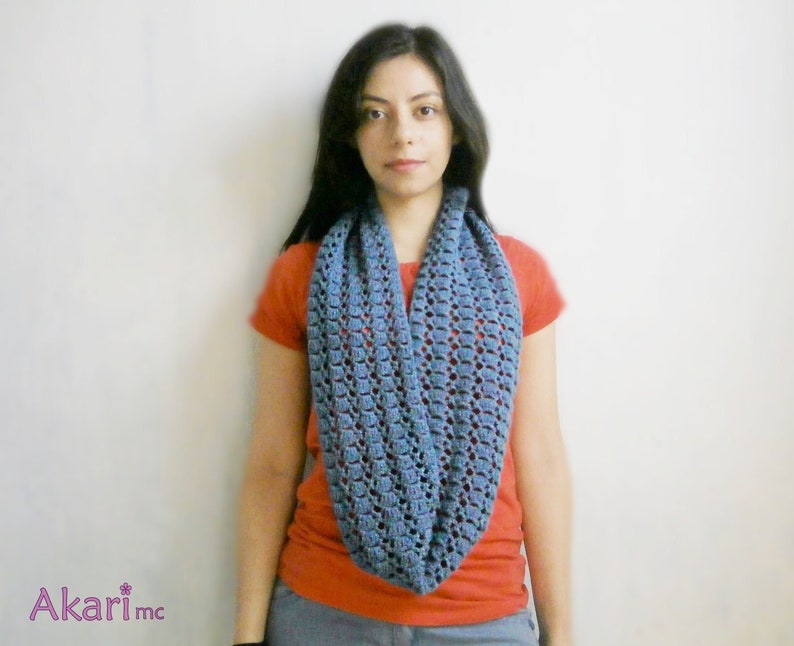 Lacy circular scarf crochet Pattern. Long infinity scarf PDF crochet pattern _ C08 image 1