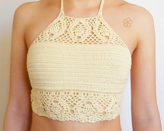 Boho crochet top pattern. Lace Festival top // The TROPICAL crop top Crochet Pattern _ C15