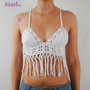 Festival crochet top pattern. Lace fringed crop top. Boho top // The ADABANA top crochet pattern _ L08