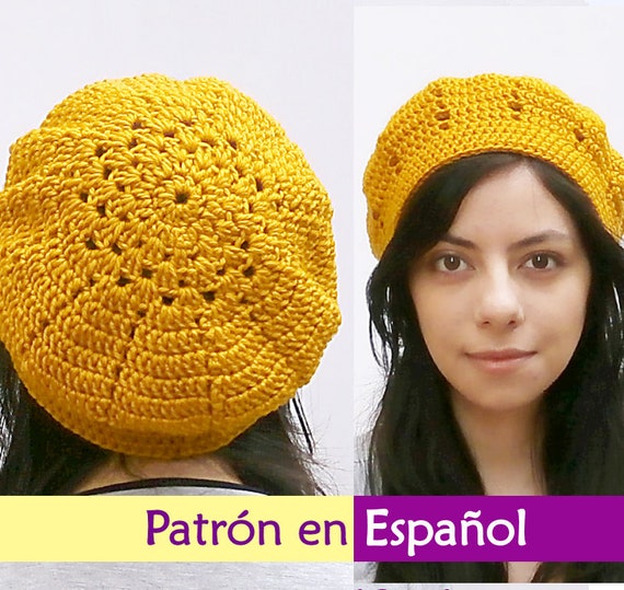 Patrón PDF de boina de Crochet en Español. Nivel fácil // - Etsy