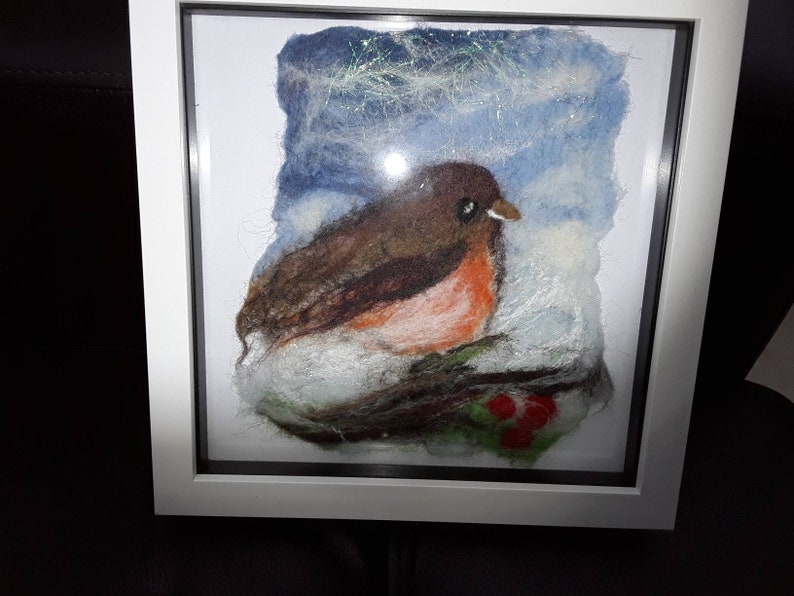 Xmas red robin Square box frame