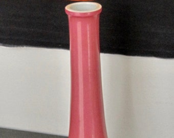Vintage Pink Porcelain Trumpet Vase: Mid Century Fuku Mark Ikebana Home Decor