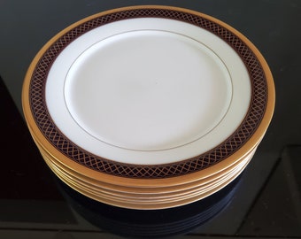 Noritake Golden Twilight Dinner Plates (Set of 6), Gold Encrusted Rim, Retired Pattern