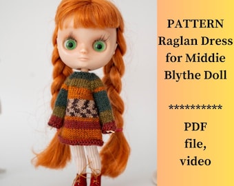 Middie Blythe Doll Raglan Dress Knitting PATTERN (PDF)