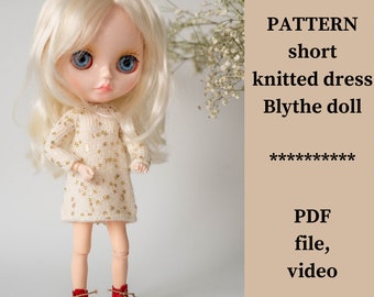 Blythe Doll Short Dress Knitting Pattern, Knitted clothes tutorials pdf