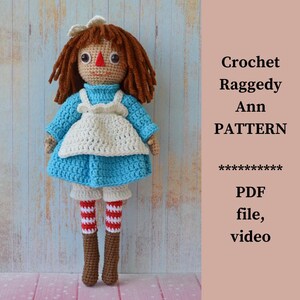 Crochet Raggedy Ann Doll PATTERN: Amigurumi Toy, Halloween