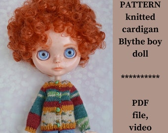 Blythe Boy Doll Knitted Cardigan PATTERN (PDF Pattern)