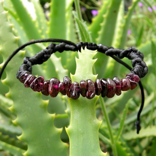 Garnet bracelet, unisex talisman bangle, January birthstone, love gemstone, sensuality amulet, Virgo stone, gift men jewelry