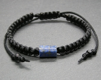 Lapis Lazuli bracelet, unisex braided cuff, stacking wristband, wisdom stone, third eye chakra, Protection gem, gift for him, men jewelry