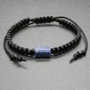Lapis Lazuli bracelet, unisex braided cuff, stacking wristband, wisdom stone, third eye chakra, Protection gem, gift for him, men jewelry