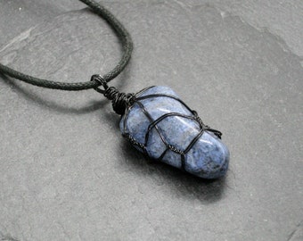 Dumortierite pendant necklace, protection stone amulet, spiritual jewelry