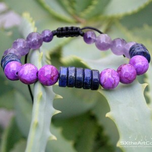 Sugilite, Amethyst and Lapis Lazuli bracelet, Stress relief stones, Third Eye Chakra, Unisex Jewelry