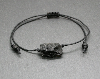 Tektite bracelet, extraterrestrial meteorite stone, adjustable stacking wristband, unisex jewelry