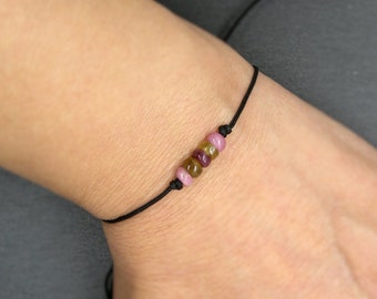 Tourmaline bracelet, multicolor stacking wristband, simple thin bangle, protection stone, unisex adjustable