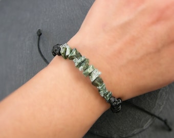 Serafinietarmband: gevlochten unisex-polsband, edelsteen Boogschutter, engelachtige steen