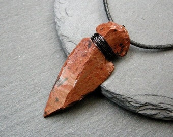 Mahogany Obsidian arrowhead pendant, powerful amulet necklace, Scorpio zodiac, anxiety stone, men jewelry, gift for him