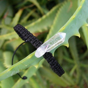 Angel Aura Quartz point bracelet, anxiety panic attack stone, braided unisex jewelry