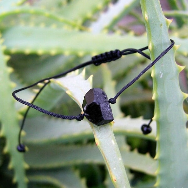 Black Tourmaline bracelet, minimal stacking wristband, this simple thin bangle, emf protection stone, adjustable unisex