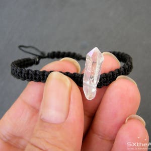 Angel Aura Quartz point bracelet, anxiety panic attack stone, braided unisex jewelry image 2