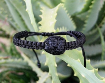 Tektit Armband: Geflochtenes Unisex Armband, Meteorit, Stein des Glücks, Boho Schmuck