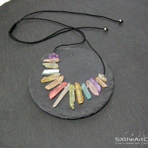 Aura Quartz points necklace, anti stress stone, calming gemstone, summer jewelry, boho chic image 4