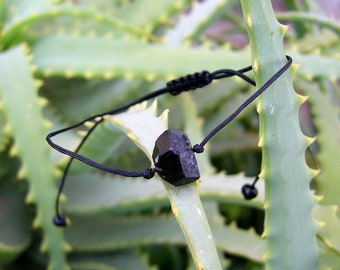 Black Tourmaline bracelet, minimal stacking wristband, this simple thin bangle, emf protection stone, adjustable unisex