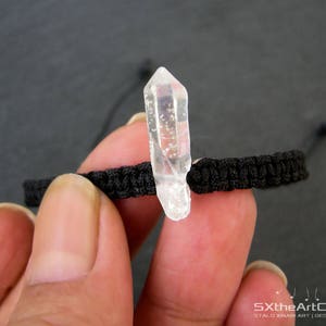 Angel Aura Quartz point bracelet, anxiety panic attack stone, braided unisex jewelry image 6