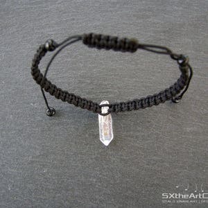 Angel Aura Quartz point bracelet, anxiety panic attack stone, braided unisex jewelry image 7