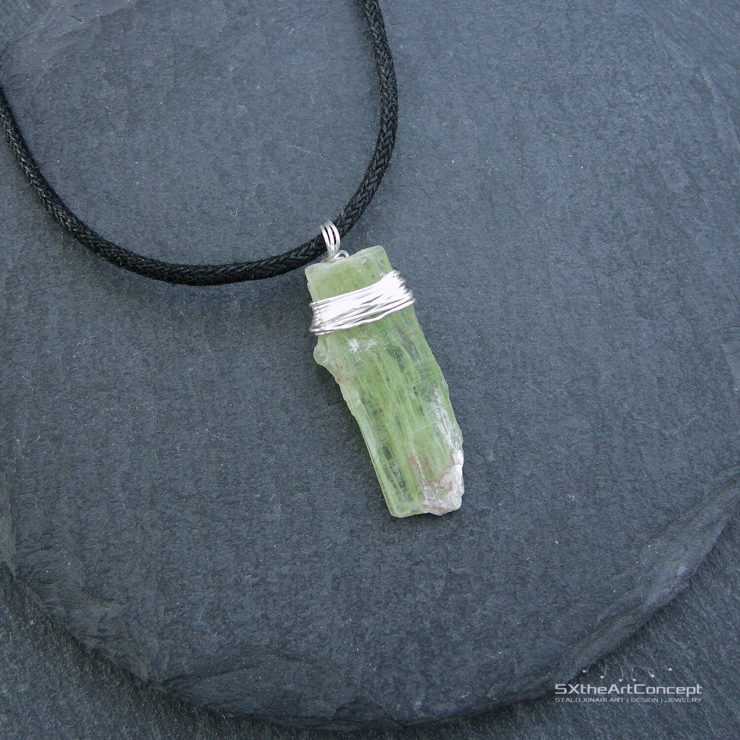 Green Kyanite Men Pendant Crystal Amulet Necklace Calming | Etsy