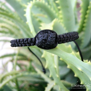 Tektite bracelet, extraterrestrial meteorite, stone of luck, unisex black stacking wristband, braided cuff, space cosmic men jewelry image 6